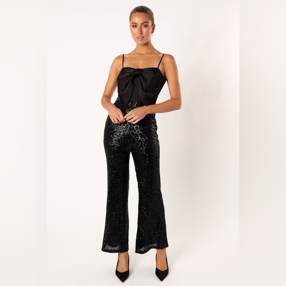 Petal & Pup Pants - Petal & pup sequin bow bust bell leg jumpsuit nwot